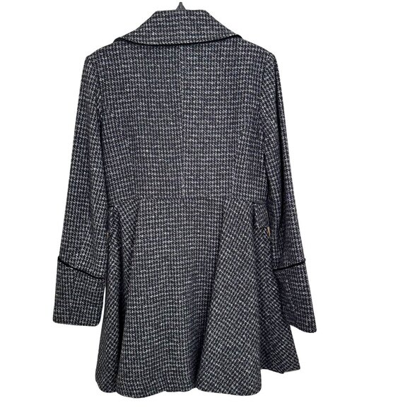 GUESS Houndstooth Wool Peacoat | Black & White Double-Breasted | Size Medium - Picture 2 of 13